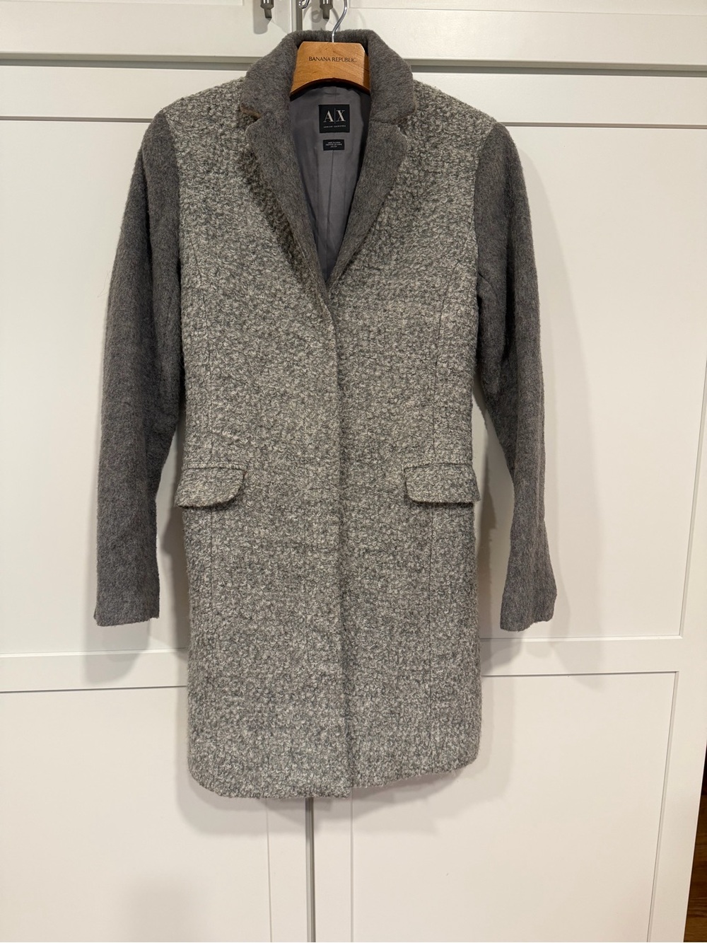 Armani Exchange Two-Tone Gray Wool-Blend Coat